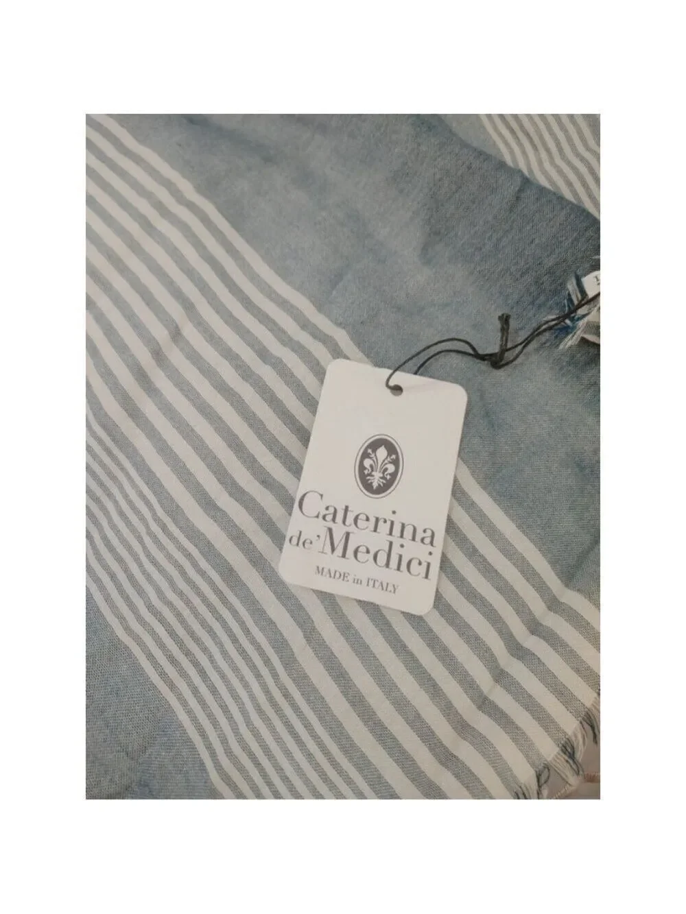 Women's Caterina de' Medici Scarf One Size Blue White Striped (76